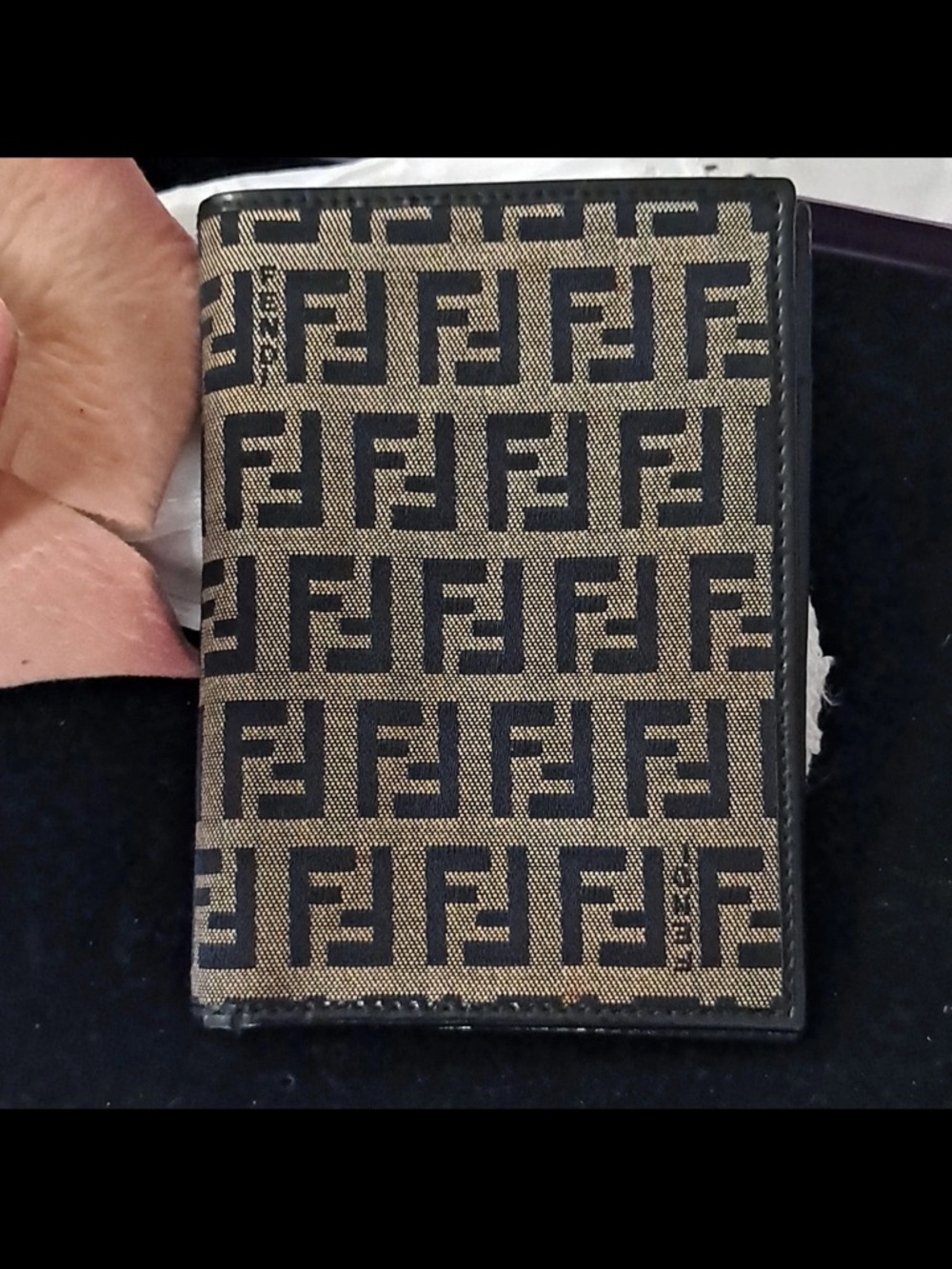 Fendi Brown and Black FF Logo Card Holder